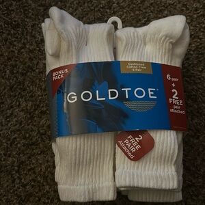 Gold Toe Men's Socks Sport White Cotton Crew 8 Pair New